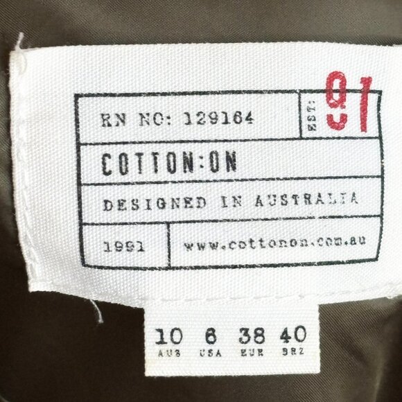 COTTON ON Cinched Sleeve Full Zip Cropped Bomber Jacket in Olive Green SZ 6 - Picture 8 of 10